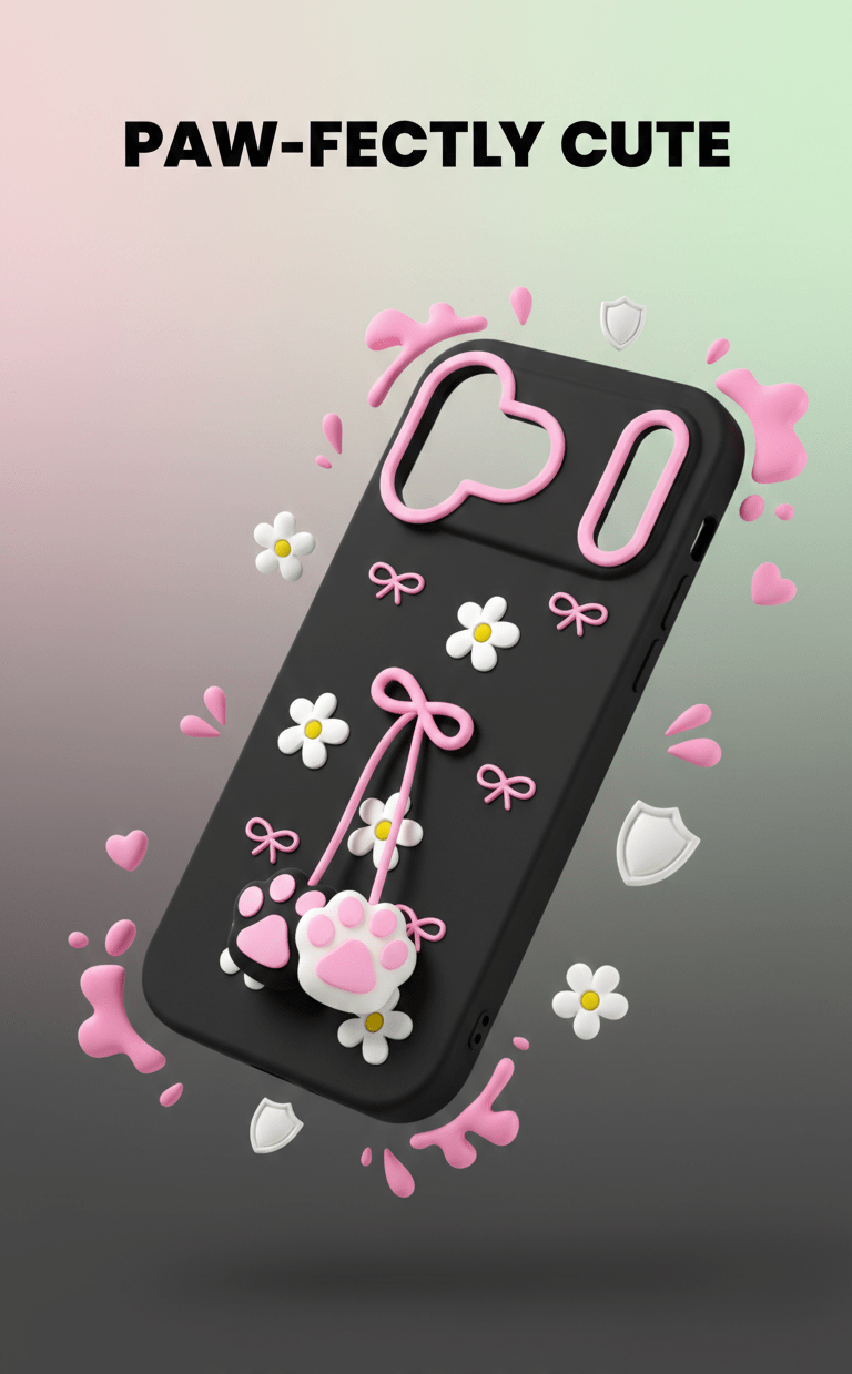 3D Cat Paw Daisy Case