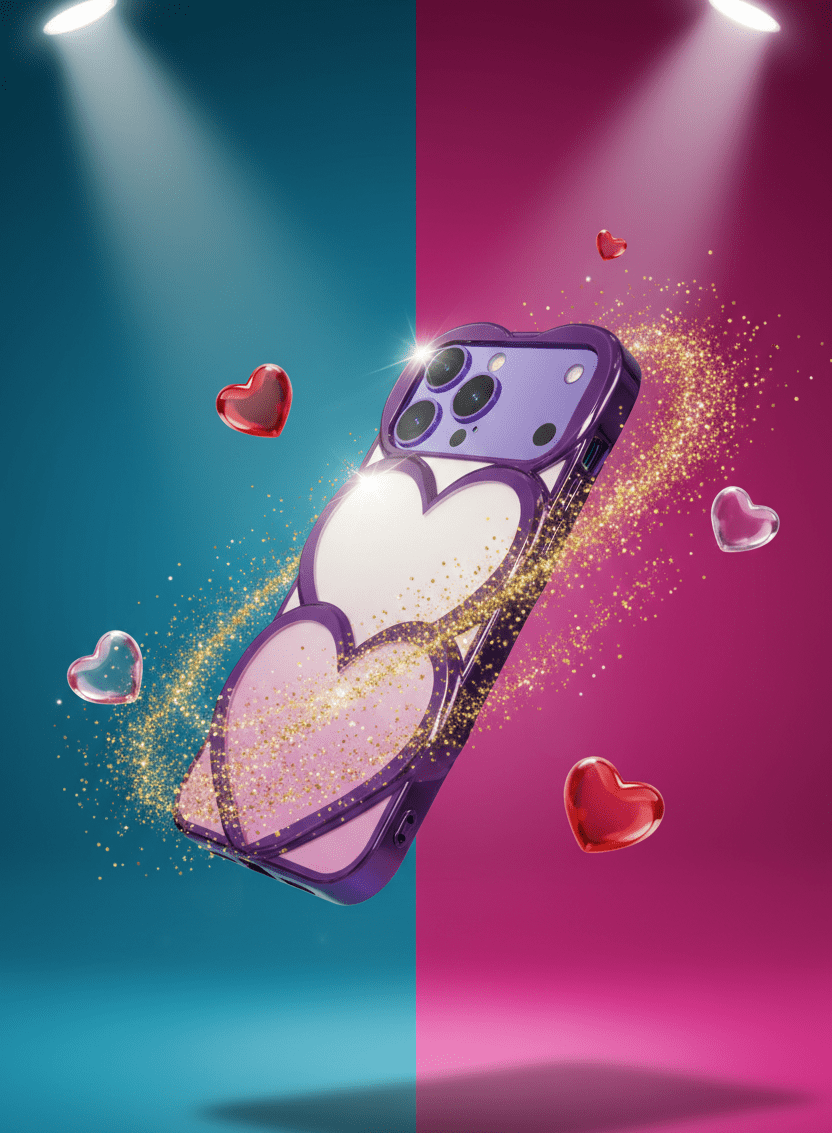 Luxury Double Heart Glitter iPhone Case