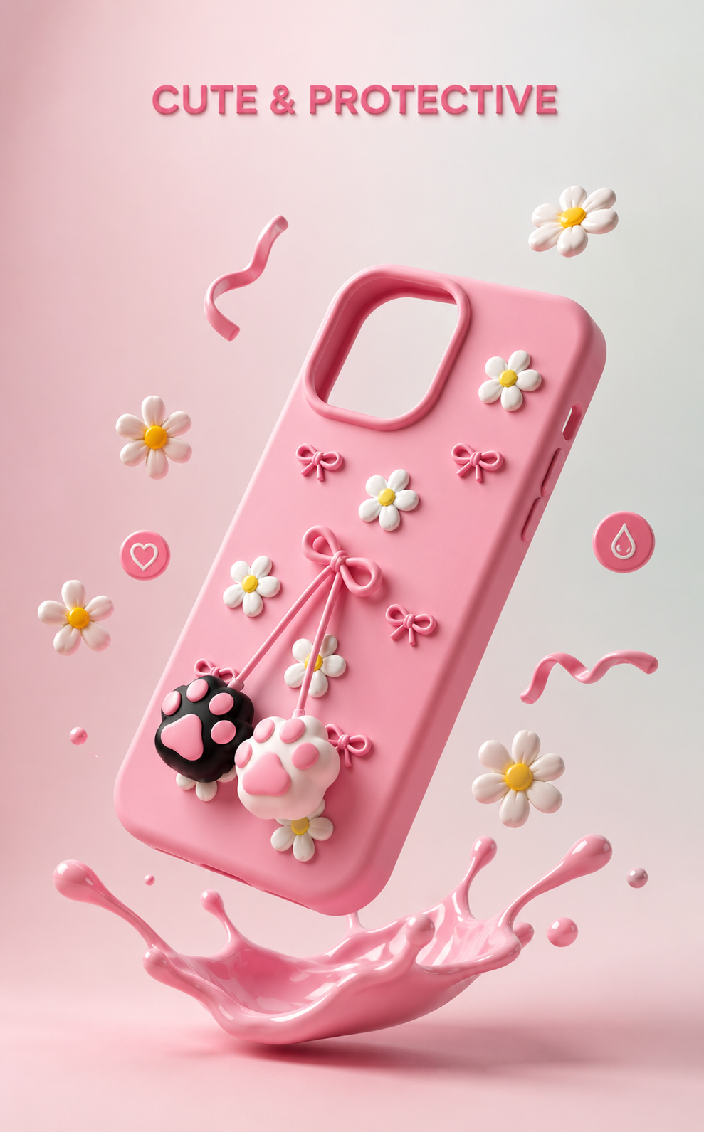 3D Cat Paw Daisy Case