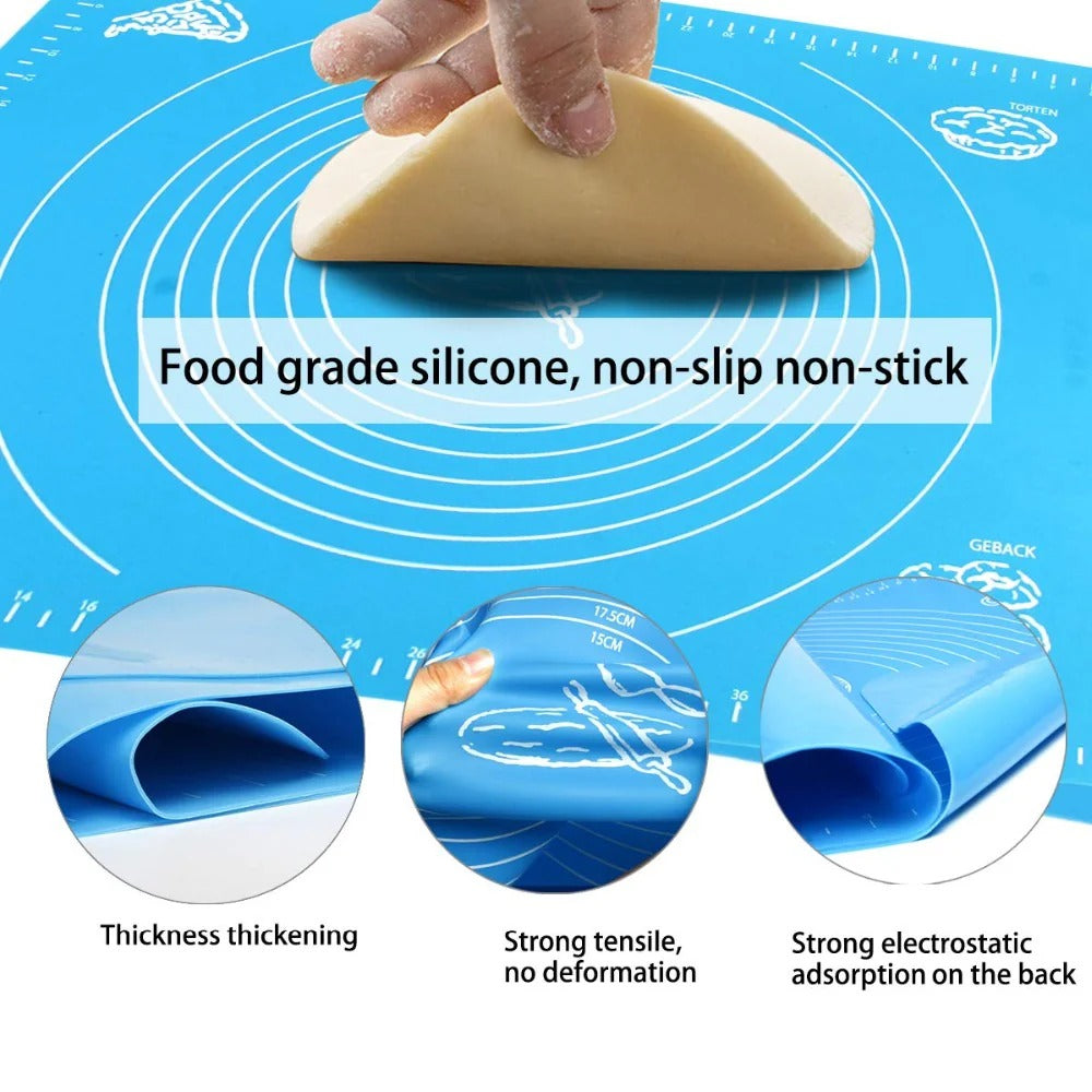 Silicone Rolling Pin & Roti Mat Set