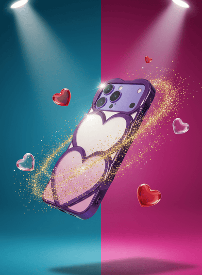 Luxury Double Heart Glitter iPhone Case