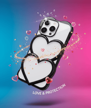 Luxury Double Heart Glitter iPhone Case