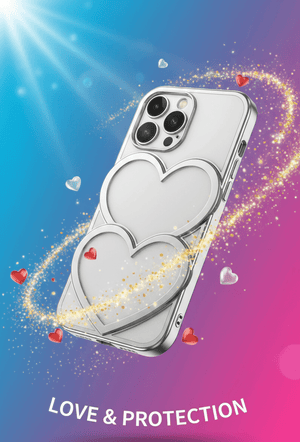Luxury Double Heart Glitter iPhone Case