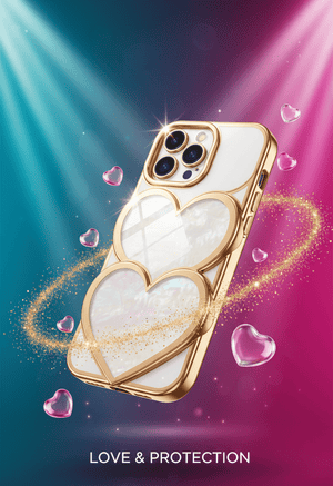 Luxury Double Heart Glitter iPhone Case